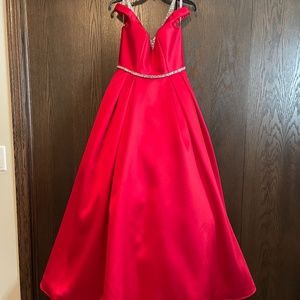 Blush Prom Size 8 Red Formal with Rhinestones